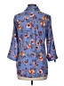 Iz Byer 100% Polyester Floral Blue 3/4 Sleeve Blouse Size M - photo 2