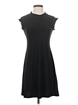 blue dress for baby girl Modal Square Neck Long Sleeve Mini Dress in Black - XL