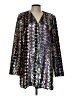 Nasty Gal Inc. 100% Polyester Metallic Silver Blazer Size 10 - photo 1