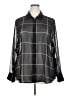 Lane Bryant 100% Polyester Plaid Gray Long Sleeve Blouse Size 18 - 20 Plus - photo 1