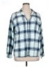 Northcrest 100% Cotton Plaid Blue 3/4 Sleeve Button-Down Shirt Size XL - photo 1
