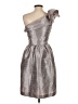 Alfred Sung 100% Polyester Metallic Silver Cocktail Dress Size 2 - photo 2