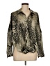 Davi & Dani Animal Print Green Long Sleeve Blouse Size M - photo 1