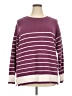 Staccato Stripes Burgundy Purple Pullover Sweater Size 2X - photo 1