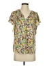 H&M 100% Polyester Floral Yellow Short Sleeve Blouse Size 4 - photo 1