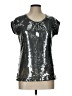 Studio JPR 100% Nylon Metallic Silver Short Sleeve Top Size L - photo 1