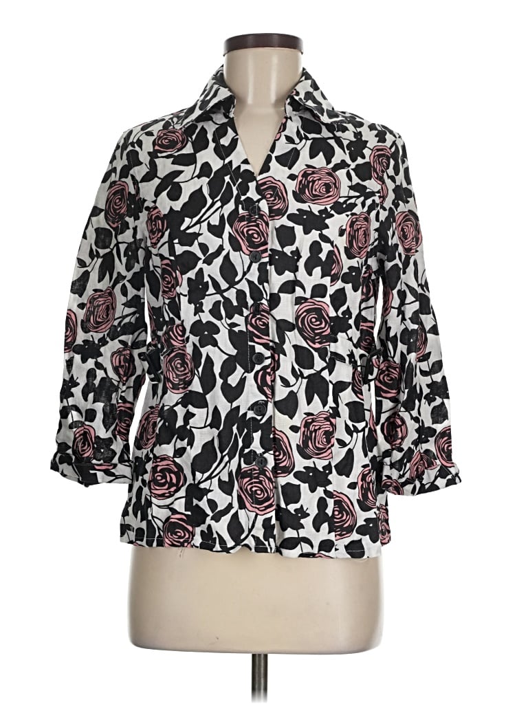 Pre-owned Carole Little 3/4 Sleeve Blouse In White