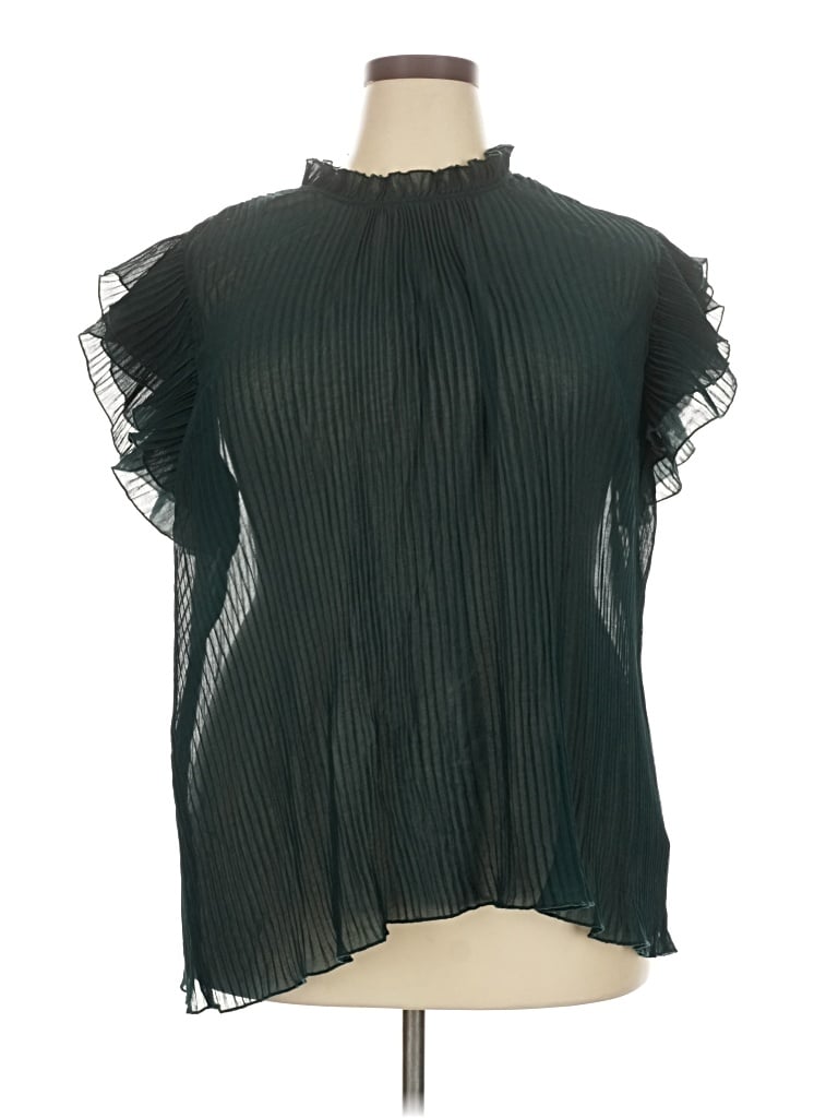 Pre-owned City Chic Short Sleeve Blouse In Green