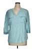 Kenar 100% Rayon Teal 3/4 Sleeve Blouse Size 1X - photo 1