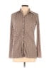 H&M 100% Polyester Houndstooth Brown Tan Long Sleeve Blouse Size S - photo 1