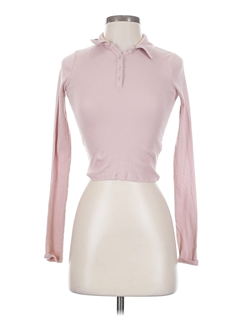 Pre-owned Hollister Long Sleeve Polo Shirt In Pink