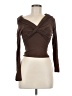 Line & Dot Brown Long Sleeve Top Size XS - photo 1