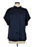Shein Curve 100% Polyester Solid Blue Short Sleeve Blouse Size 12 Plus (0) - photo 1