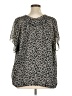 Coldwater Creek 100% Polyester Animal Print Gray Short Sleeve Blouse Size 20 - 22 - photo 2