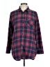 Free Press Plaid Red Long Sleeve Button-Down Shirt Size L - photo 1