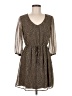 Bebop 100% Polyester Chevron-herringbone Brown Casual Dress Size M - photo 1