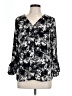 Apt. 9 100% Polyester Floral Black 3/4 Sleeve Blouse Size L - photo 1