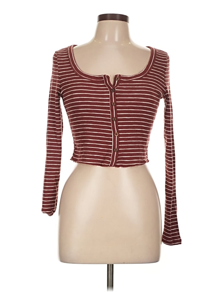 Pre-owned Mable Long Sleeve Henley Shirt In Burgundy