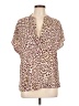 Marled Essentials Animal Print Pink Short Sleeve Blouse Size L - photo 1