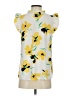 Ann Taylor 100% Polyester Floral Yellow Sleeveless Blouse Size XS - photo 2