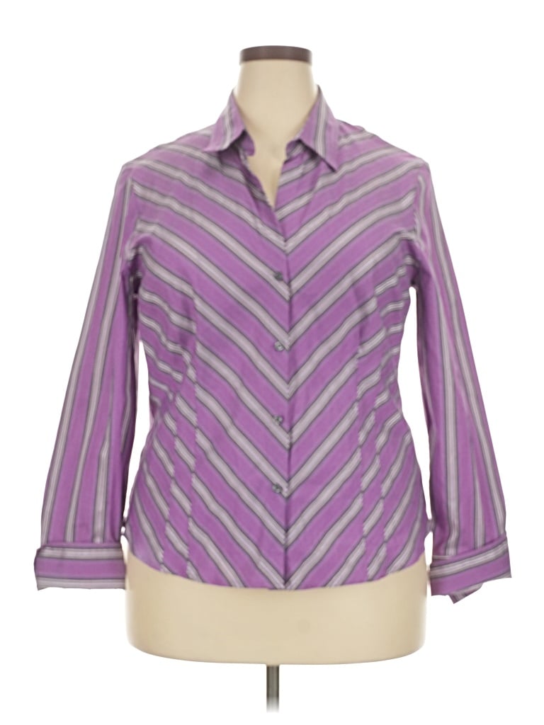 Worthington 3/4 Sleeve Button Down Shirt In Purple