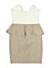 Solemio Color Block Tan Ivory Cocktail Dress Size M - photo 2