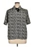 Impressions 100% Polyester Animal Print Silver Black Short Sleeve Blouse Size 16 - photo 1