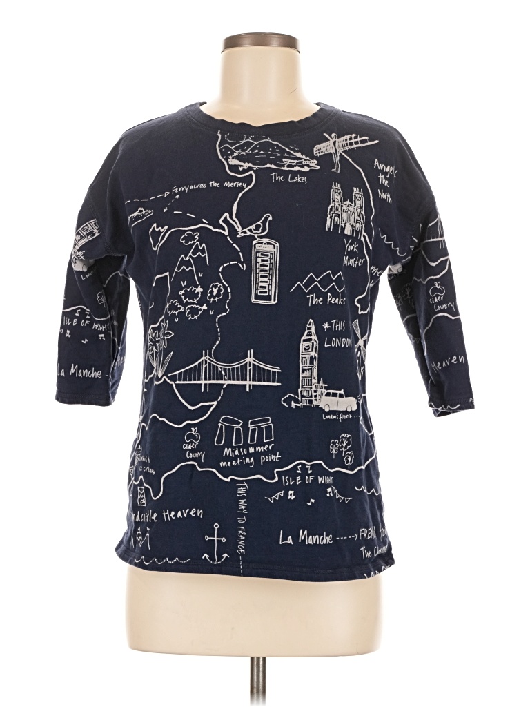 Pre-owned Boden 3/4 Sleeve T-shirt In Blue