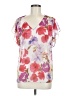 CAbi 100% Polyester Floral White Short Sleeve Blouse Size M - photo 1