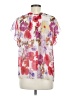 CAbi 100% Polyester Floral White Short Sleeve Blouse Size M - photo 2