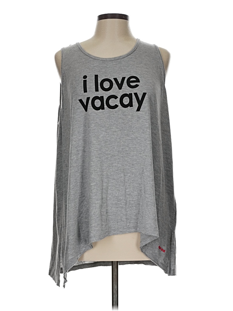 Pre-owned Peace Love World Sleeveless Top Gray Crew Neck Tops
