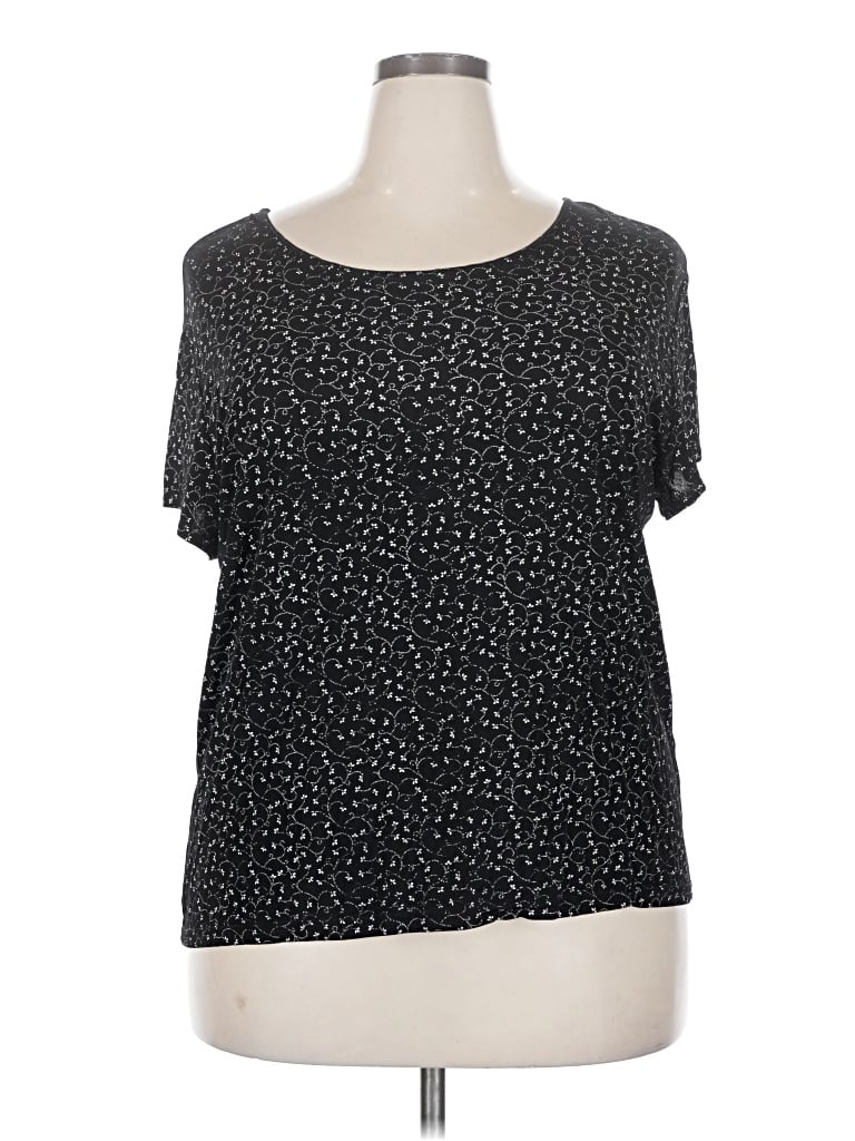 Pre-owned Briggs New York Short Sleeve Top Black Scoop Neck Tops