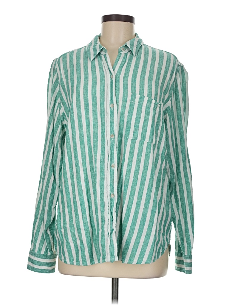 Pre-owned Universal Thread Long Sleeve Button Down Shirt In Green