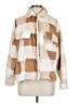 Wanna B 100% Polyester Plaid Ivory Faux Fur Jacket Size M - photo 1