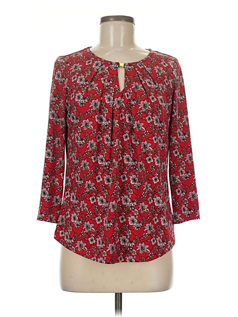 Pre-owned Liz Claiborne Career 3/4 Sleeve Blouse In Red