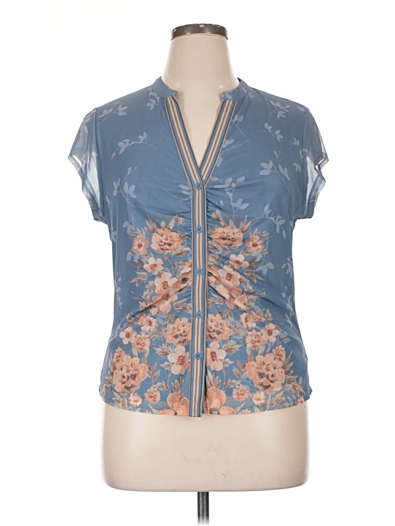 Pre-owned Dr2 Short Sleeve Blouse In Blue