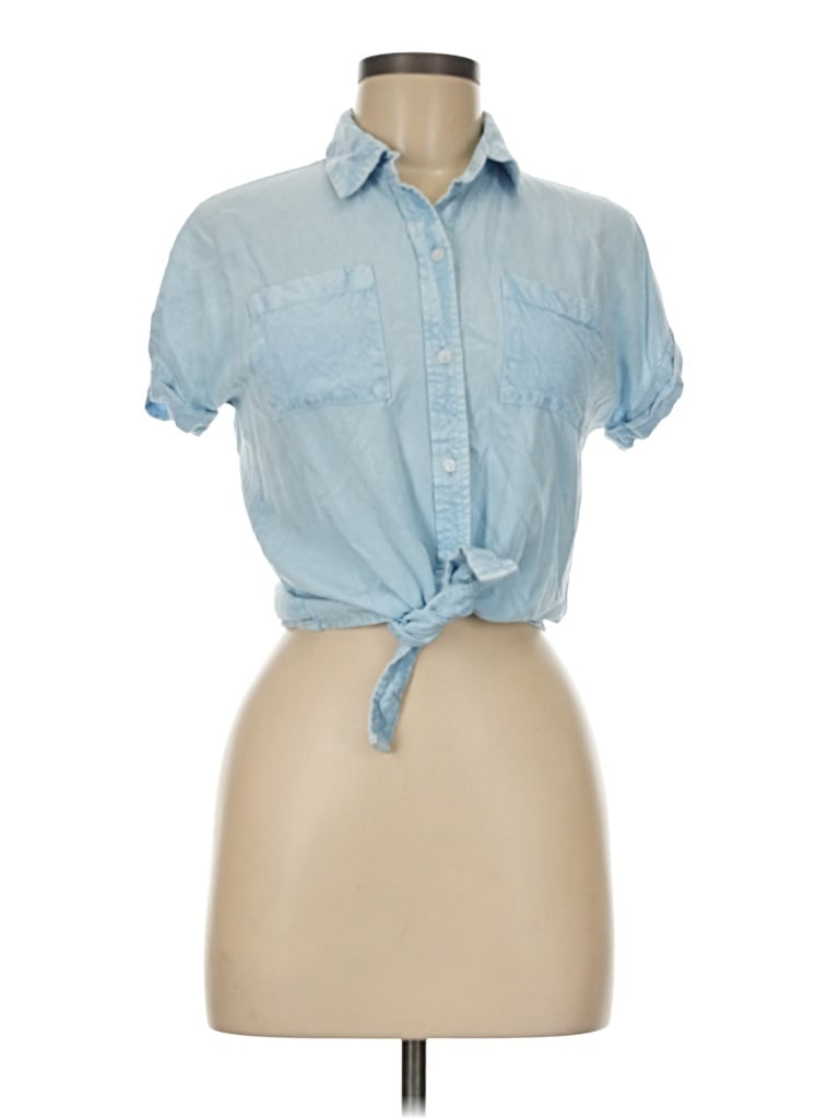Pre-owned Sim & Sam Short Sleeve Button Down Shirt In Blue