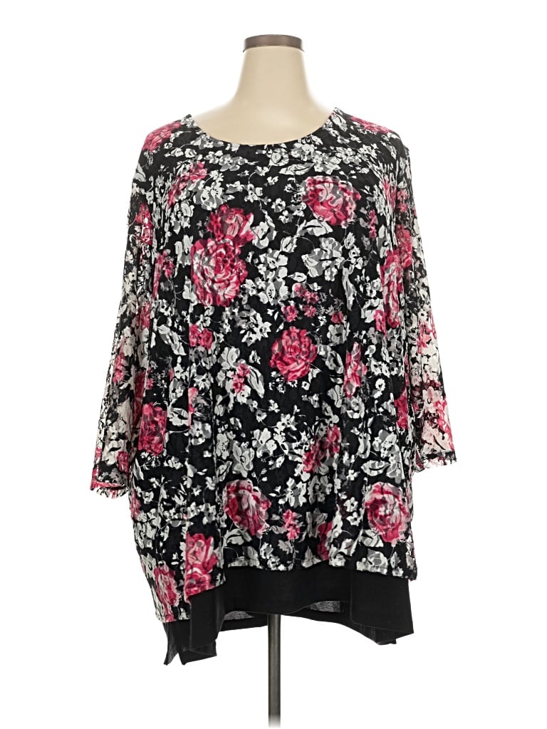 Pre-owned Catherines 3/4 Sleeve Blouse In Black