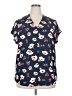 Pleione Floral Blue Short Sleeve Blouse Size XXL - photo 1