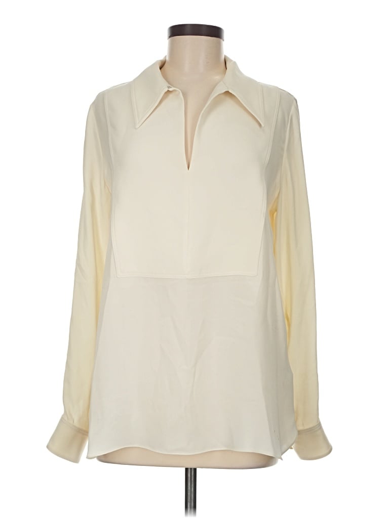 Pre-owned Theory Long Sleeve Blouse In White