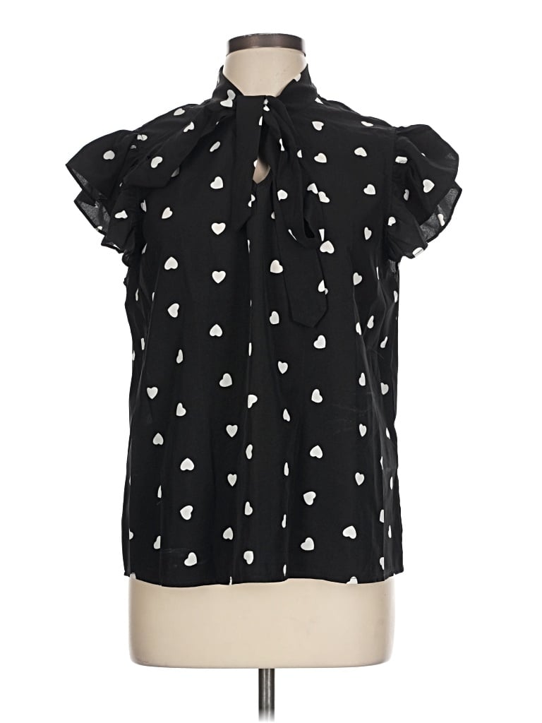 Pre-owned Shein Short Sleeve Blouse In Black