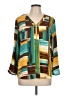 Cato 100% Polyester Color Block Teal 3/4 Sleeve Blouse Size L - photo 1