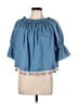 San Joy Blue 3/4 Sleeve Blouse Size L - photo 1