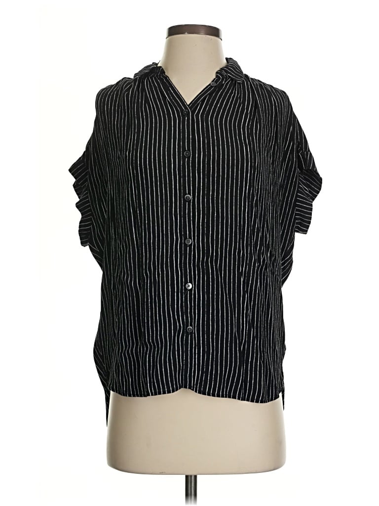 Pre-owned Madewell Short Sleeve Blouse In Black