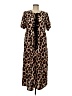 Shein 100% Polyester Animal Print Brown Casual Dress Size 6 - photo 1
