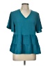Shein Teal Short Sleeve Blouse Size L - photo 1