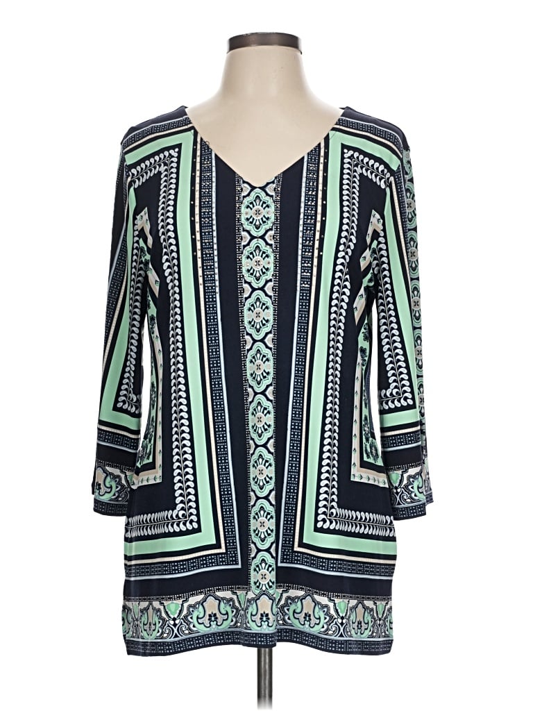 Pre-owned Jm Collection 3/4 Sleeve Blouse In Green