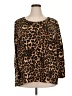 Per Se Animal Print Brown Pullover Sweater Size 2X - photo 1