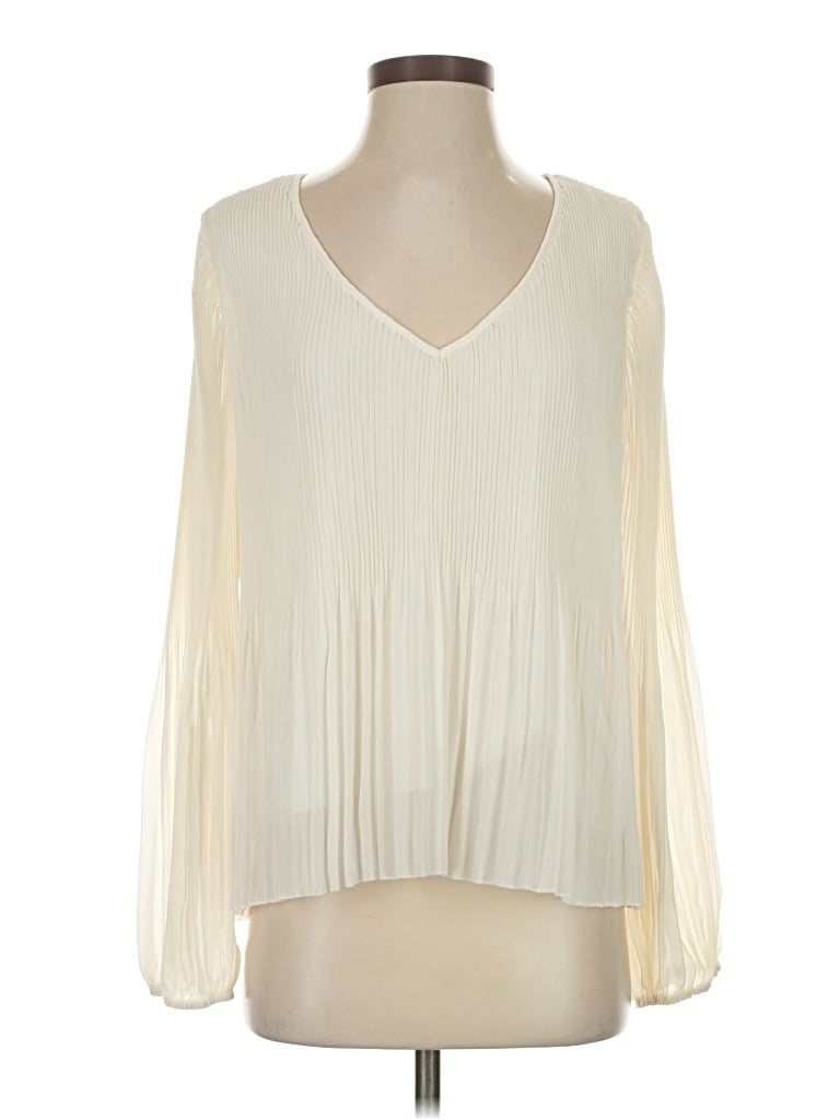 Pre-owned Quince Long Sleeve Blouse In White