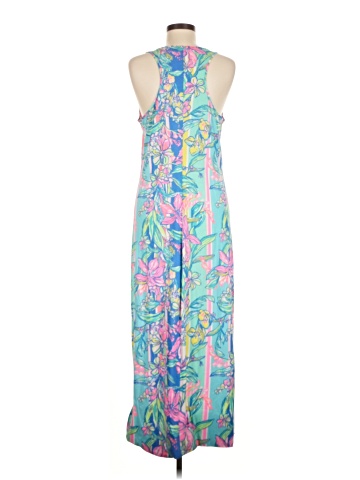 chinese dress ladies GULIANNA STRETCH COTTON MAXI SHIFT DRESS, HYDRA BLUE DANDY LIONS – Palm  Place main image 0
